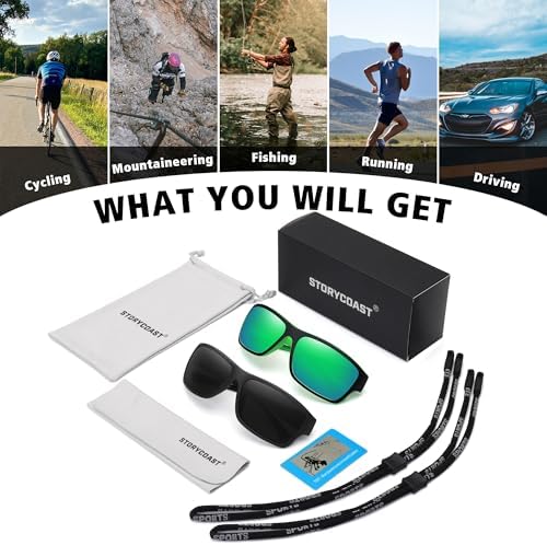 STORYCOAST Polarized Sports Sunglasses for Men Women Unbreakable Frame Cycling Fishing Driving