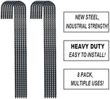16 Inch Ground Rebar Stakes, J Hook Extra Heavy Duty Rust Proof Coated Steel Ground Anchors with Chisel Point End for Camping Tent and Canopy Tent (8)