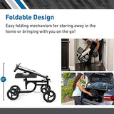 BodyMed Knee Walker for Injuries with Dual Brakes, Detachable Fabric Basket & Knee Pad Cover - Collapsible and Adjustable Scooter, Broken Leg Caddy, Alternative to Crutches