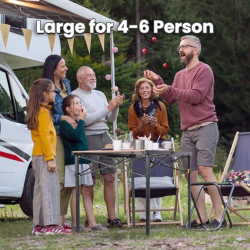 Portable Outdoor Camping Table Large for 2-6 Person - Foldable Camp Table with Aluminum Roll-Up Top & Carry Bag for BBQ, Tailgating, Backyard, 220 Lbs Capacity, Stable & Sturdy (Natural)