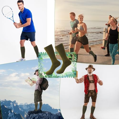10 Pairs Men's Military Socks - Warm Army Crew Boot Socks in Green for Soldier, Policemen, Firefighter