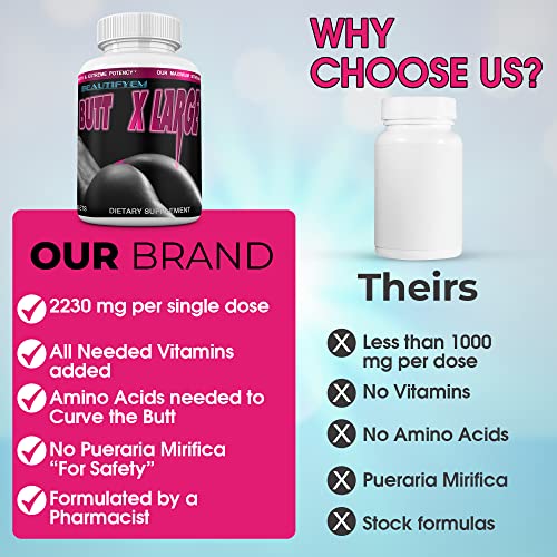 Butt X-Large Butt Enlargement, Booty Enhancement. Butt Enhancer Pills. Natural Bigger Glutes. 1 Month Supply