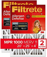 Filtrete NADP03-2PK-2 08189005996 MPR 1000 20 x 25 x 4 (4-3/8 Actual Depth) Micro Allergen Defense Deep Pleat HVAC Air Filter, Uncompromised Airflow, 2-Pack, 20x25x4, No Color, 2 Count