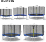 AOTOB 8FT 10FT 12FT 14 FT 15FT Trampoline with Safety Enclosure Net，Outdoor Trampoline with Basketball Hoop, Heavy Duty Jumping Mat and Spring Cover Padding for Kids and Adults, Storage Bag and Ladder