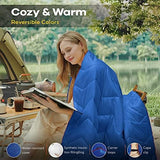 UNIKOME Outdoor Packable Travel Blanket, Lightweight Waterproof Puffy Down Alternative Camping Blanket With Corner Loops, 75'x52', Blue