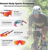 Ukoly Cycling Sunglasses for Men Women with 3 Interchangeable Lenses, Polarized Sports Sunglasses, Baseball Sunglasses