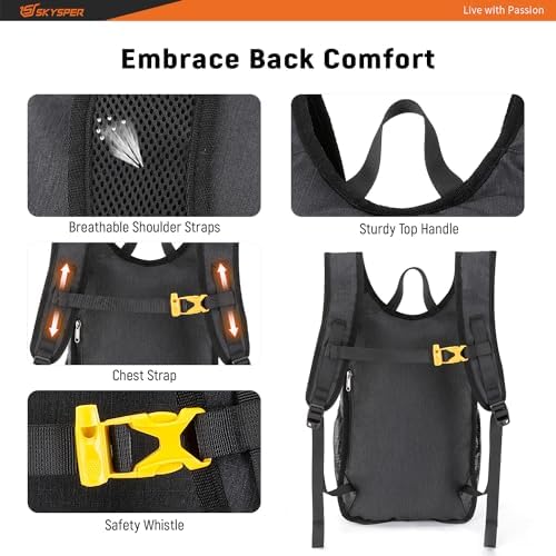 SKYSPER 15L/20L Foldable Hiking Backpack Lightweight Packable Travel Daypack with Chest Strap Small Folding Pack for Walking