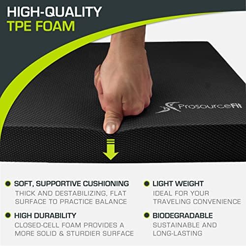 ProsourceFit Exercise Balance Pad – Non-Slip Cushioned Foam Mat & Knee Pad for Fitness and Stability Training, Yoga, Physical Therapy 15.5”x12.75”, Red
