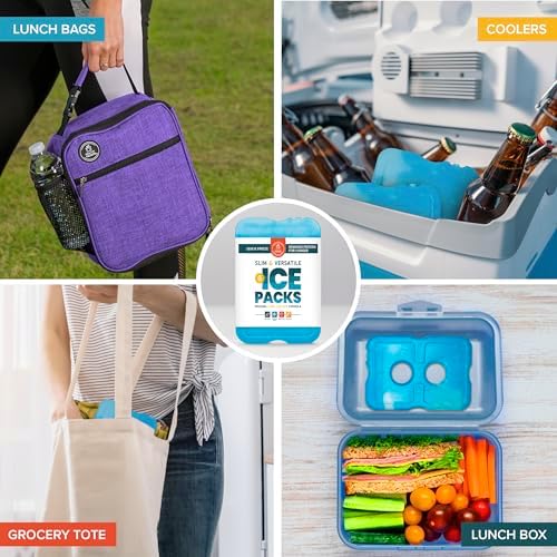 Healthy Packers Ice Packs for Lunch Boxes & Coolers - Freezer Packs - Original Cool Pack | Cooler Accessories for Beach, Camping & Fishing | Slim & Long-Lasting Reusable Ice Pack for Cooler