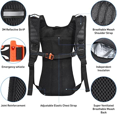 Rave Hydration Pack, Hydration Backpack with 2L Hydration Bladder, Festival Essential Water Backpack for Hiking, Running, Cycling, and Music Festivals