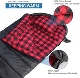0 Degree Sleeping Bag Cotton Flannel Winter Cold Weather for Adults XXL Sleeping Bag 4 Season Big and Tall with Pillow Compression Sack