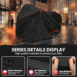 Bike Cover Waterproof Outdoor Storage for 1 Bike, Bicycle Cover Rain Sun UV Dust Wind Proof with Storage Bag for Mountain Road Bike/Ebike (420D Black+Red, XL Size for 1 bike)