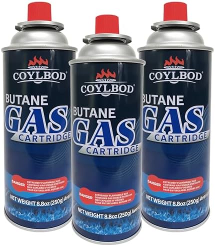 Butane Gas, Butane Fuel Canister, 99.99% Pure Butane Canister with Explosion Proof - RVR System, Butane Fuel for Camping Stove, Kitchen Torch Head (3 Can)