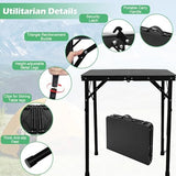 Small Metal Folding Table, Picnic Camping Side Table for Outdoor Garden Patio - Portable Lightweight, Compact & Height Adjustable Grill Stand BBQ