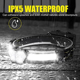 EXIN DECHEN LED Headlamp Rechargeable, 1200 Lumen Super Bright Headlamp Flashlight, 270° Wide Beam LED Headlamps with Red Taillight, 8 Mode Lightweight Waterproof Head Lamp