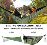 Camping Hammock - Hammocks with Mosquito Net Tent and Rain Fly Tarp, Portable Single & Double Nylon Parachute Hammock with Heavy Duty Tree Strap, Indoor Outdoor Backpacking Survival Travel
