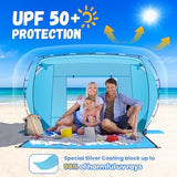 Beach Tent Sun Shelter,4-6 Person Beach Shade Tent, Easy Setup UPF 50+ UV Protection Portable Lightweight Beach Cabana Sun Shade Shelter