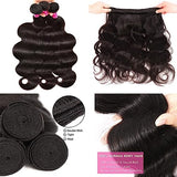 Body Wave Bundles with Closure Human Hair (16 18 20 +14) Brazilian Human Hair 3 Bundle with 4x4 HD Lace Closure Free Part 10A Grade 100% Unprocessed Virgin Hair Body Wave Bundles Natural Color