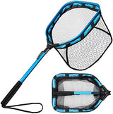 PLUSINNO Floating Fishing Net for Steelhead, Salmon, Fly, Kayak, Catfish, Bass, Trout Fishing, Rubber Coated Landing Net for Easy Catch & Release, Compact & Foldable for Easy Transportation & Storage