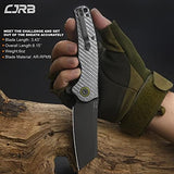 CJRB Crag Folding Pocket Knife, 3.43" AR-RPM9 Steel Blade Carbon Fiber Handle EDC Knife with Pocket Clip for Men Women Camping Survival Hiking, Grey (J1904)