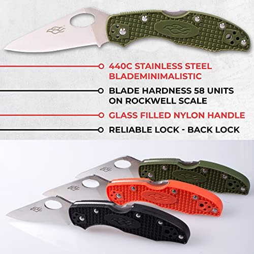 Firebird GANZO F759M Pocket Folding Knife 440C Stainless Steel Blade Nylon Glass Fiber Anti-Slip Handle with Clip Fishing Camping EDC Knife (Blue)