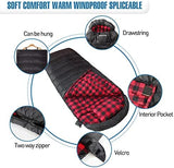 0 Degree Sleeping Bag Cotton Flannel Winter Cold Weather for Adults XXL Sleeping Bag 4 Season Big and Tall with Pillow Compression Sack