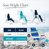 CARIBBEAN JOE Folding Beach Chair, 5 Position Portable Backpack Foldable Camping Chair with Headrest and Cup Holder Armrests, Bold Stripe