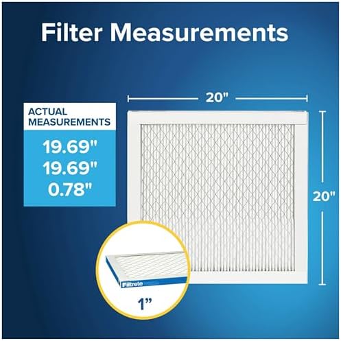 Filtrete 20x20x1 AC Furnace Air Filter, MERV 13, MPR 1900, Premium Allergen, Bacteria & Virus Filter, 3-Month Pleated 1-Inch Electrostatic Air Cleaning Filter, 4-Pack (Actual Size 19.69x19.69x0.78 in)