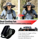 Wide Brim Solar Fan Hats for Men Women - UPF 50+ Hat with Solar Fans Built in- Removable & USB Charging Fan (US, Alpha, One Size, Large, Petite Plus Size, Black)