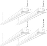 hykolity 4 Pack Linkable LED Shop Light, 4FT 42W [250W Equivalent], 4400lm, 5000K Daylight, with Plug, Utility Light Fixture, Hanging or Surface Mount, White
