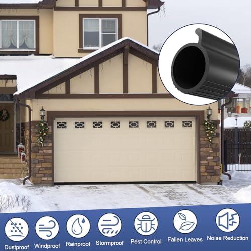 Garage Door Seal P Bulb – 20ft Flexible Weatherproof TPE Seal for Single-Channel Doors, Easy DIY Installation, Extreme Temperature Protection, Prevents Drafts, Noise Reduction, Saves Energy