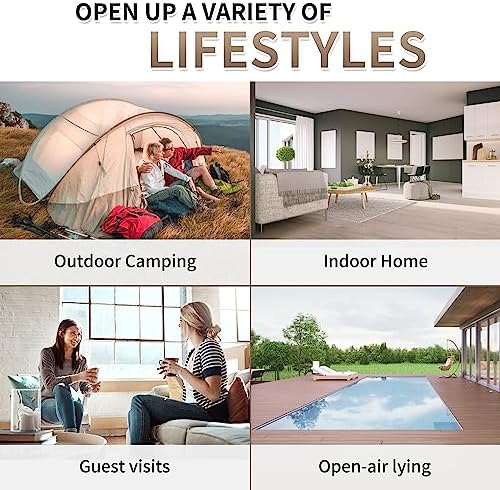 Naturehike Compact King Size Air Mattress with Electric Built-in Pump, 79 * 71in Extra Wide Inflatable Mattress for Home, Camping, Guests, Travel, Formaldehyde- Free, Morning View Series