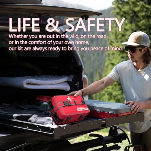 Advanced Comprehensive First Aid Kit with Well Organized Labelled Compartments Removable MOLLE System First Aid Trauma Kits for Car, Home,Camping, Office and etc.-401 Piece