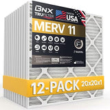 BNX TruFilter 20x20x1 Air Filter MERV 11 (12-Pack) - MADE IN USA - Allergen Defense Electrostatic Pleated Air Conditioner HVAC AC Furnace Filters for Allergies, Dust, Pet, Smoke, Allergy MPR 1200 FPR