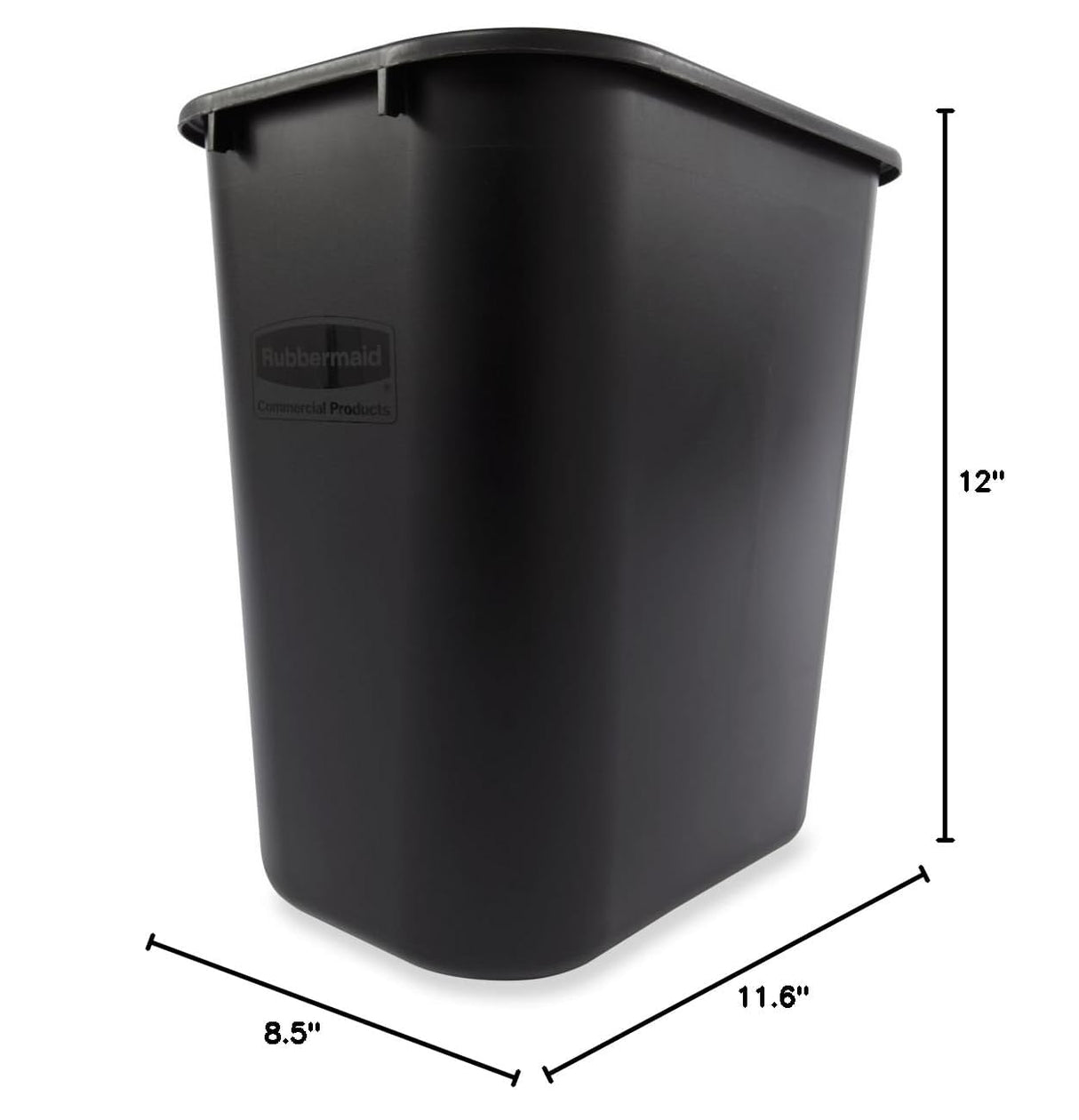 Rubbermaid Commercial Products Deskside Wastebasket/Trash Can, 3.25-Gallon/13-Quart, Black, Small, for Bedroom/Bathroom/Office, Fits Under Desk/Sink/Cabinet