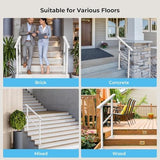 Hand Rails for Outdoor Steps,4 Step Stair Handrail & Indoor Stair Railing Kit，Metty Metal Railings for Outdoor Steps and Hand Rails for Seniors for Porch Railing