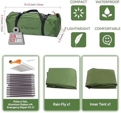 Clostnature Crux Lightweight Tent for Backpacking - 1/2/3/4 Person Ultralight Backpacking Tent, Waterproof Easy Setup Camping Tent, Hiking Tent for Outdoor, Hiking and Mountaineering