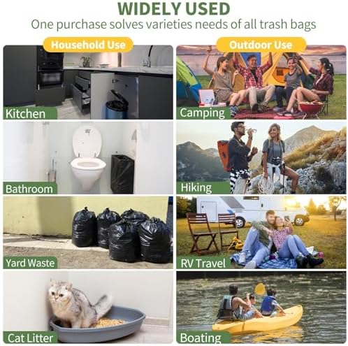 100 Portable Toilet Bags Thick Biodegradable Camping Toilet Bags for Portable Potty, 8 Gal Compost Toilet Waste Bag for 5 Gallon Bucket Toilet Seat Adults Outdoor, 1.1 Mil