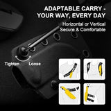 Kizer Drop Bear Fixed Blade Knife, 2.57" Black Stonewash D2 Blade EDC Camping Knife with Olive Green G10 Handle & Hidden Tool, Full Tang Hunting Survival Knives with Adjustable Kydex Sheath, 1094M1