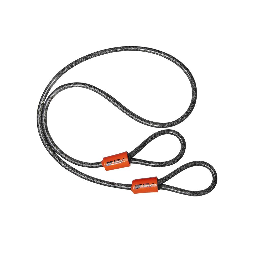 BV 2.5FT Bike Cable with Loops-5mm (3/16 Inch) Cut-Resistant Braided Steel Cable-Versatile & Weatherproof-Small Security Cable Lock, Security Chain for Padlock, Chain Lock, Wire Lock (Pair)