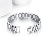 ChainsHouse Men Stainless Steel Bracelet Silver Adjustable Custom Engraved