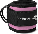 Gymreapers Ankle Straps (Pair) For Cable Machine Kickbacks, Glute Workouts, Lower Body Exercises - Adjustable Leg Straps with Neoprene Padding