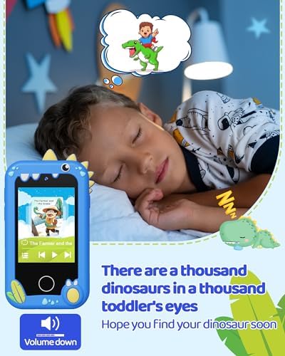 KOKODI Kids Smart Phone, Touchscreen HD Dual Camera Cell Phone for Kids, Christmas Birthday Gifts Dinosaur Child Play Phone for Boys 3-10, Travel Toy Preschool Learning Education Toy