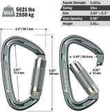 FresKaro 4inches 25kN-5621lbs Climbing Carabiners, UIAA CE Certified, Twist Auto Locking, Made of 7075 Aluminium, Lightweight, Rust Proof, for Mountaineering, Rappelling etc., Multi-Colors