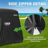 10L0L 2/4/4+2 Passenger Golf Cart Cover Fits for Yamaha EZGO Club Car, 420D Waterproof Durable Polyester Golf Cart Cover with Three Zipper Doors Windproof Sunproof - Black/Army Green/Sliver