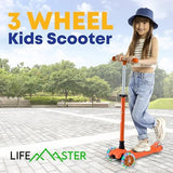 Kids Scooter – Children and Toddler 3 Wheel Kick Scooter – LED Wheel Lights Illuminate When Rolling– Adjustable Handlebar – Indoor and Outdoor