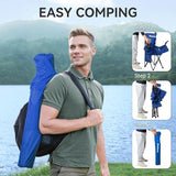 Nazhura 2 Pack Outdoor Camping Chairs Folding/Foldable/Portable with Cooler Pouch, Mesh Backrest and Cup Holder Pocket (Blue, 2 Pack)