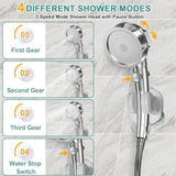 Portable Shower for Camping, Rechargeable Electric Camping Shower Pump with Battery Level Display, Multiple Spray Head with 3-Speed Mode & Pause Button for Outdoor Travel,Hiking, Easy to Store