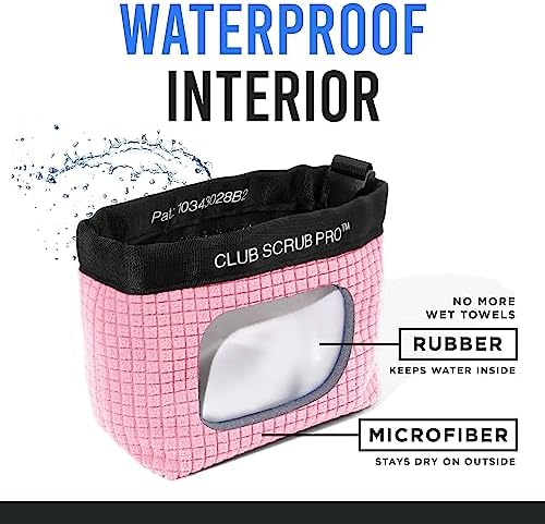 Golf Club and Golf Ball Cleaning Bag, Waterproof Clean Face Technology Liner, Detachable Clip, Machine Washable, Cleans Club Grooves, Dry Exterior (Neoprene or Microfiber Option Available)