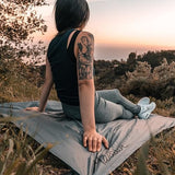 Matador Pocket Blanket 4.0 - White (Seats 2-4); Foldable Picnic Blanket, Concert Blanket and Festival Blanket; Sand Proof Beach Blanket with Stakes; Picnic Tarp, and Outdoor Blanket for Grass